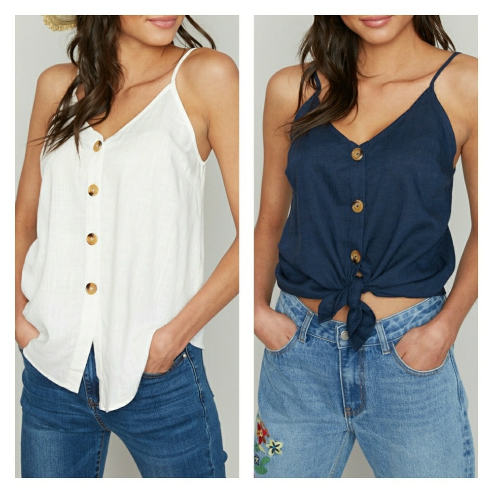 NAVY Button down sleeveless Cami Top